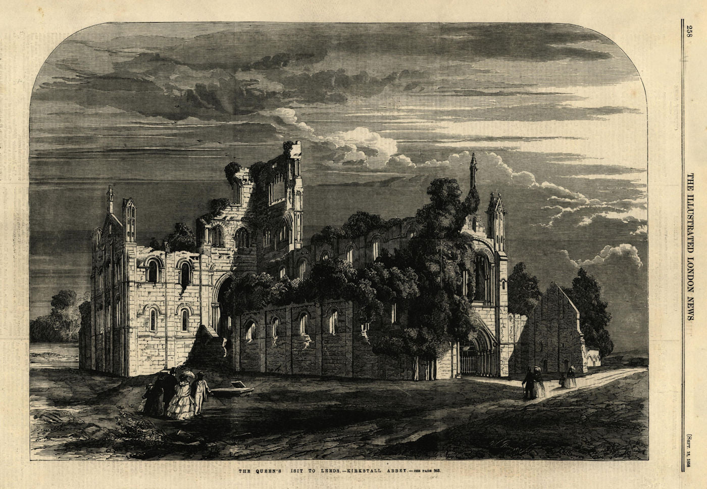 Queen Victoria's visit to Leeds - Kirkstall Abbey. Yorkshire. Churches 1858